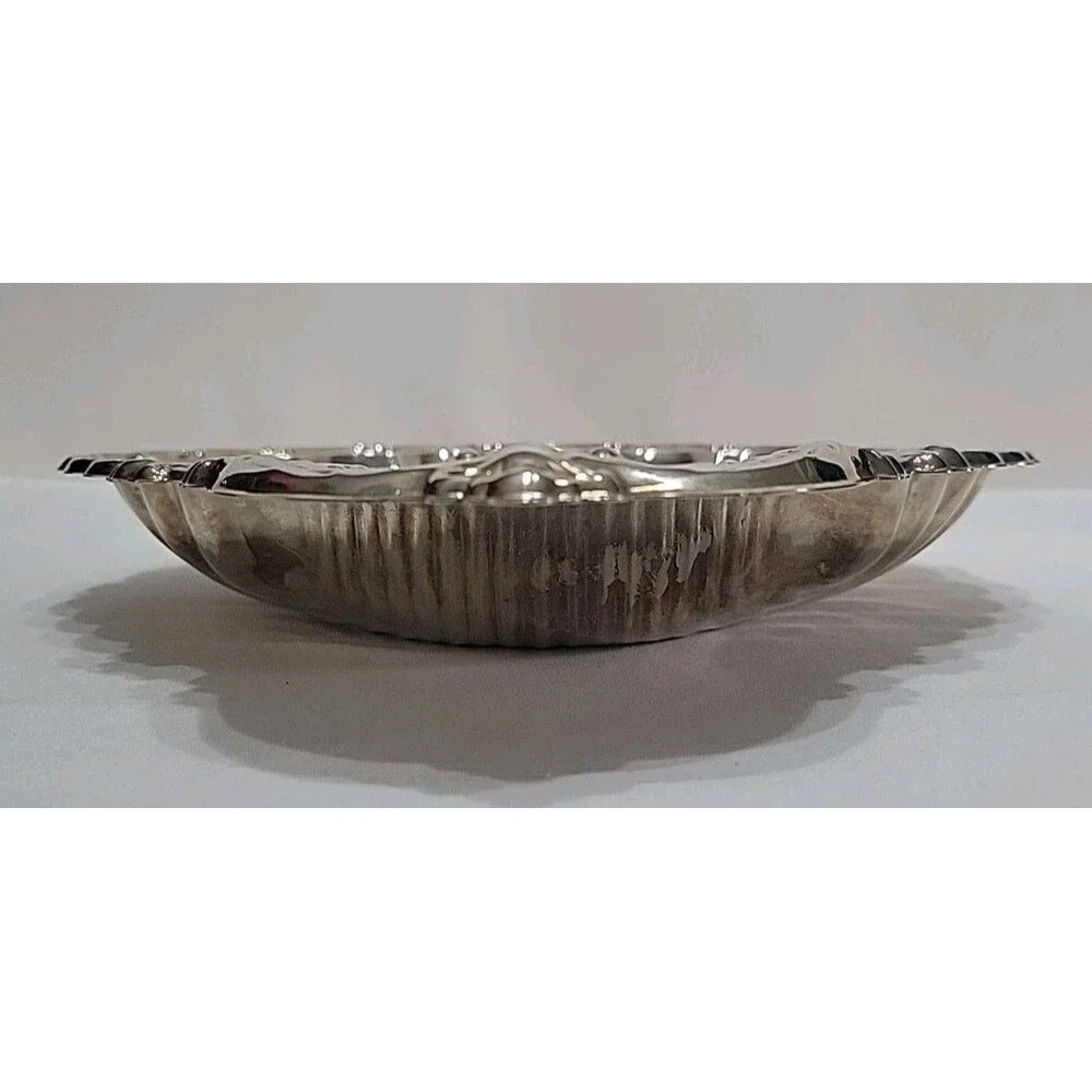 VTG Large Elegance E.P. Steel Clam Shell Serving Dish Tray - Ornate Floral 14